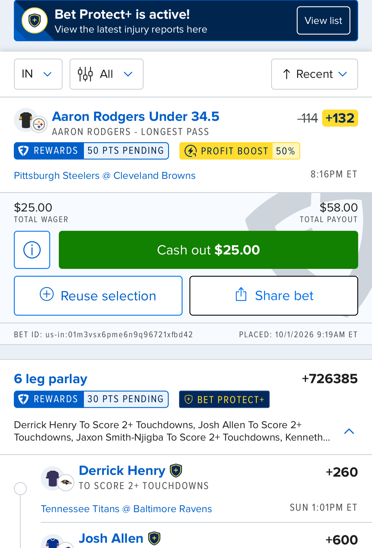 🔥 TODAY’S NFL BEST BET Time to get back on track after last night. 🏈 Aaron Rodgers — Longe